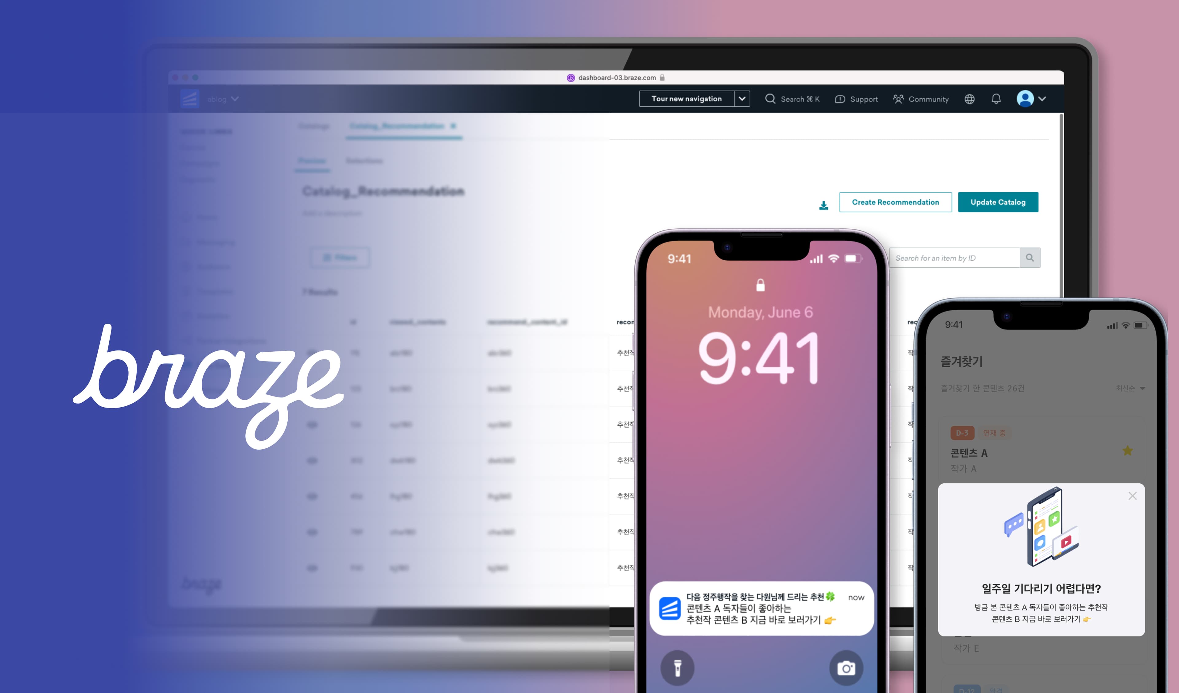 브레이즈의 Catalog Selection을 활용한 추천 작품 크로스셀링